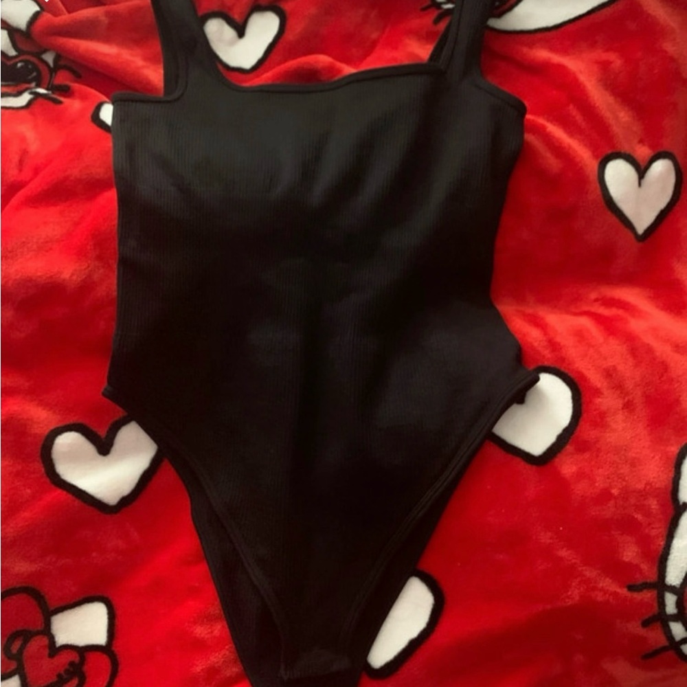 Black Ribbed Bodysuit